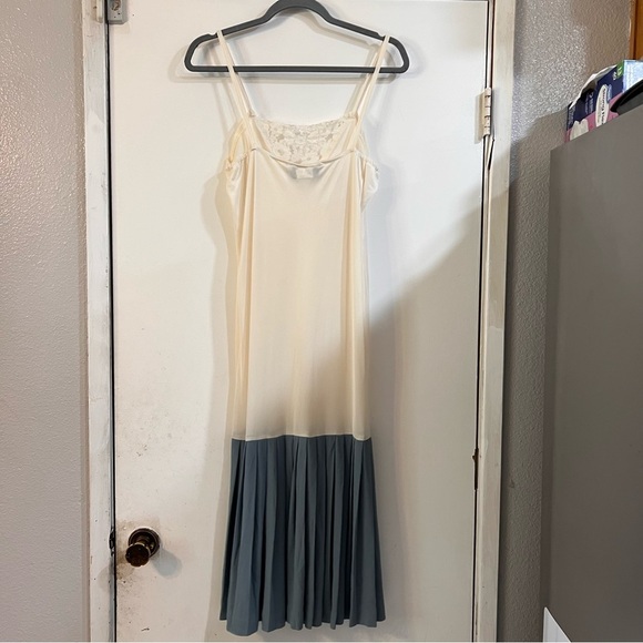 Kamisato Lace Slip Dress Plated Midi American Vintage USA Y2K Fairycore Cottage - Picture 3 of 16